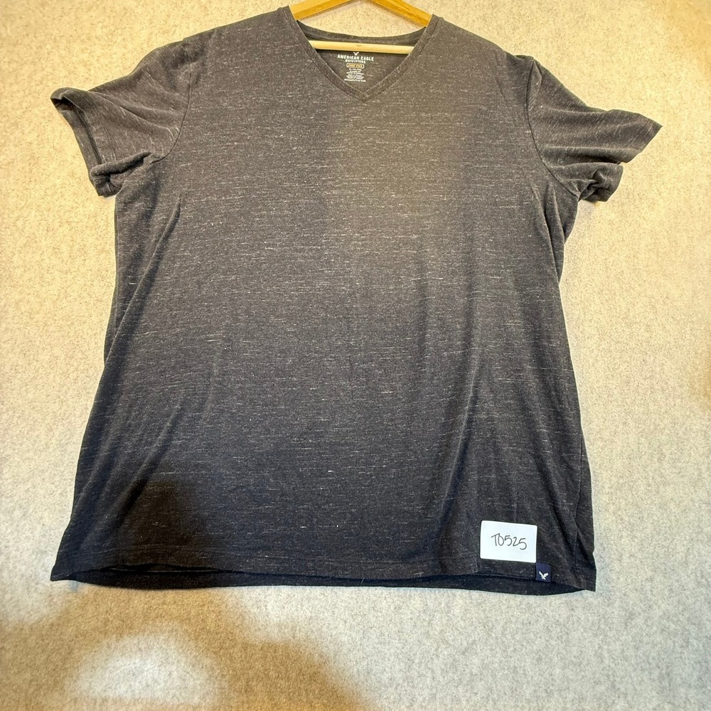 American Eagle Outfitters Mens XL Gray Core Flex V-Neck T-Shirt Classic Fit Tee